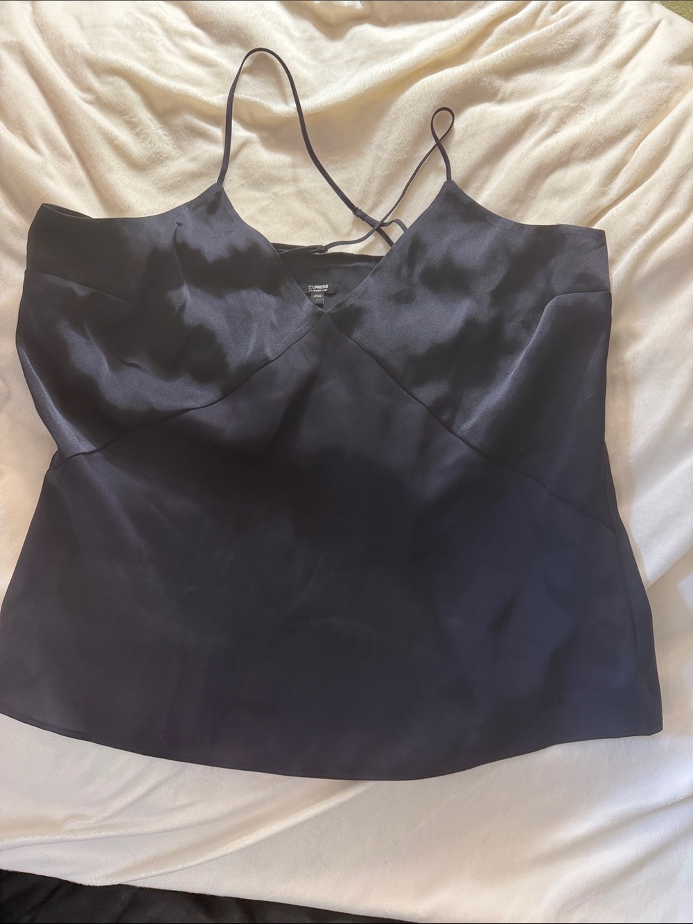 Express Black Satin V-Neck Spaghetti Strap Camisole